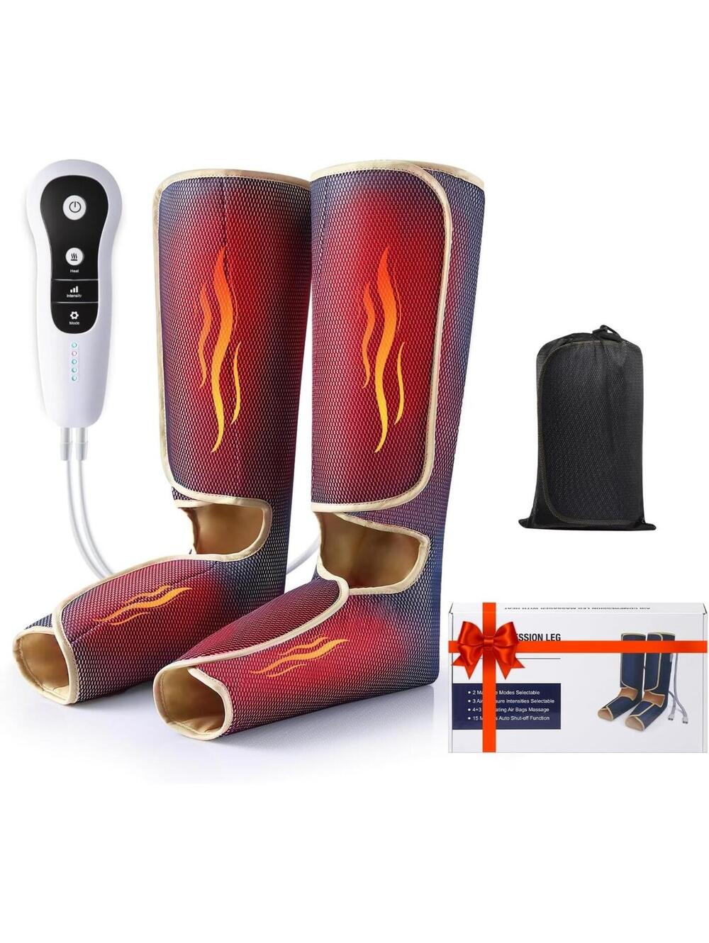 Leg Air Compression Massager w Heat Calf Foot Wraps Brand New